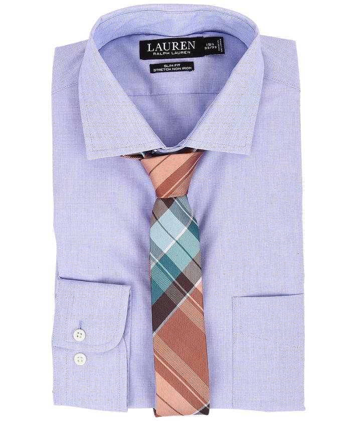 Lauren Ralph Lauren - Slim Fit Stretch Poplin Estate Spread Collar Dress Shirt