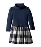 Fiveloaves Twofish - Little Knit Flannel Dress Navy Plaid