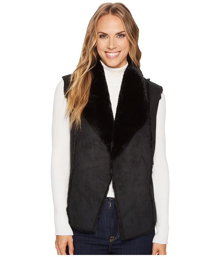 Tribal - Faux Fur Vest W/ Shawl Collar Back