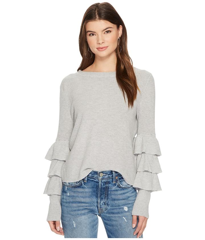 1.state - Long Sleeve Tiered Ruffle Sleeve Sweater