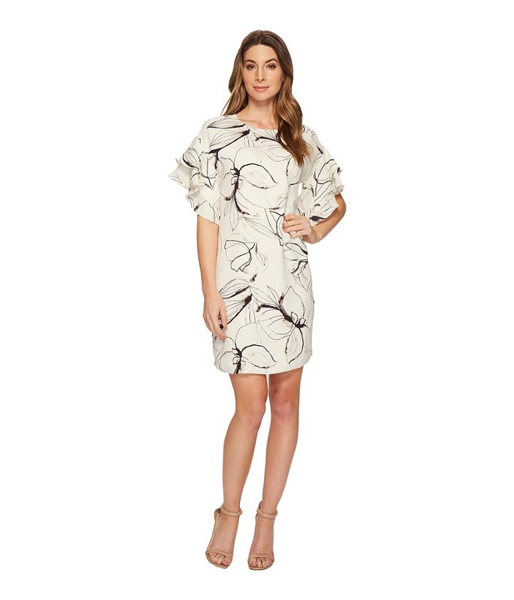 Vince Camuto - Tiered Ruffle Sleeve Fresco Petals Dress