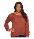 B Collection By Bobeau Curvy - Plus Size Ruffle Sleeve Sweater