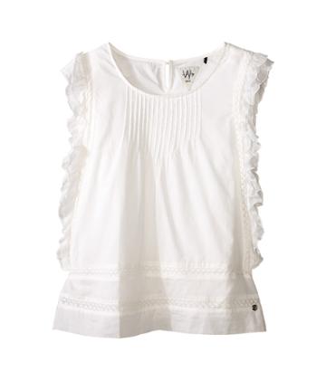 Ikks - Pintuck Blouse With Ruffles Down Side Embroidered Trim