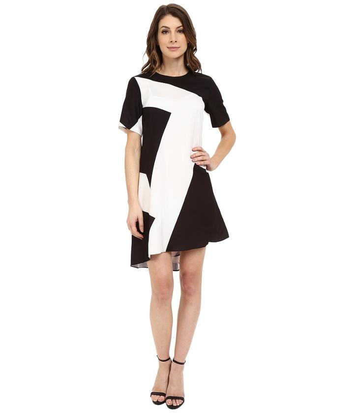 Donna Morgan - Short Sleeve Charmeuse High-low Trapeze