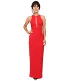 Aidan Mattox - Crepe Gown W/ Lace Back And Lace Insets
