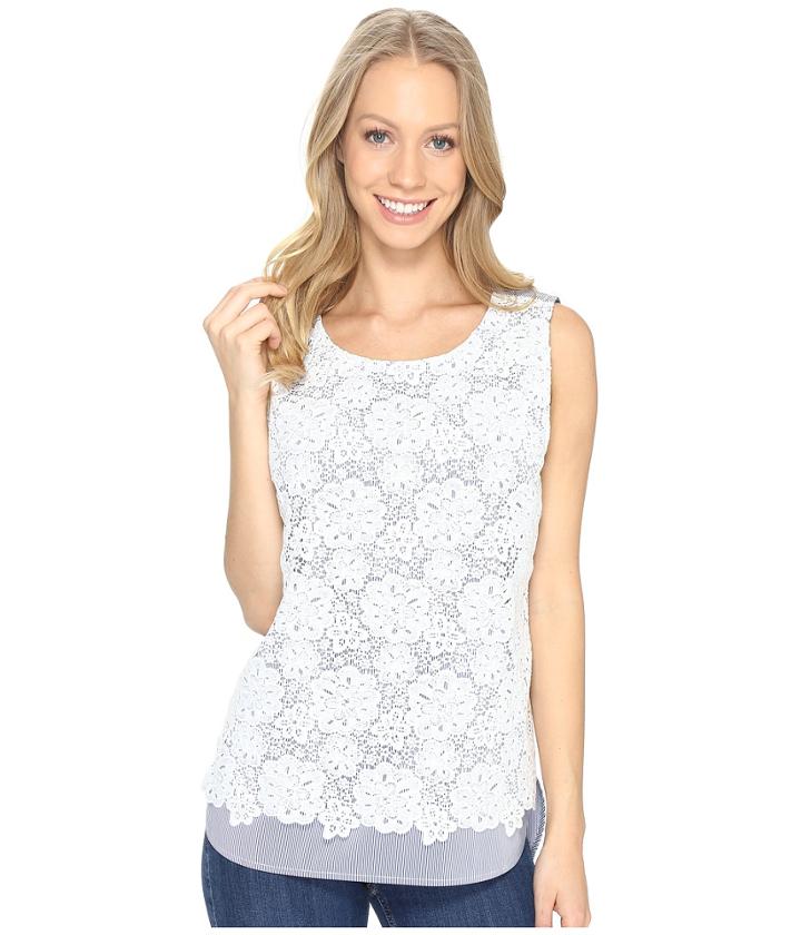 Nydj - Overlay Lace Striped Tank Top