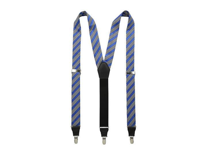 Stacy Adams - Gingham Striped Clip On Suspenders