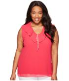 Calvin Klein Plus - Plus Size Sleeveless V-neck Ruffle Collar Blouse