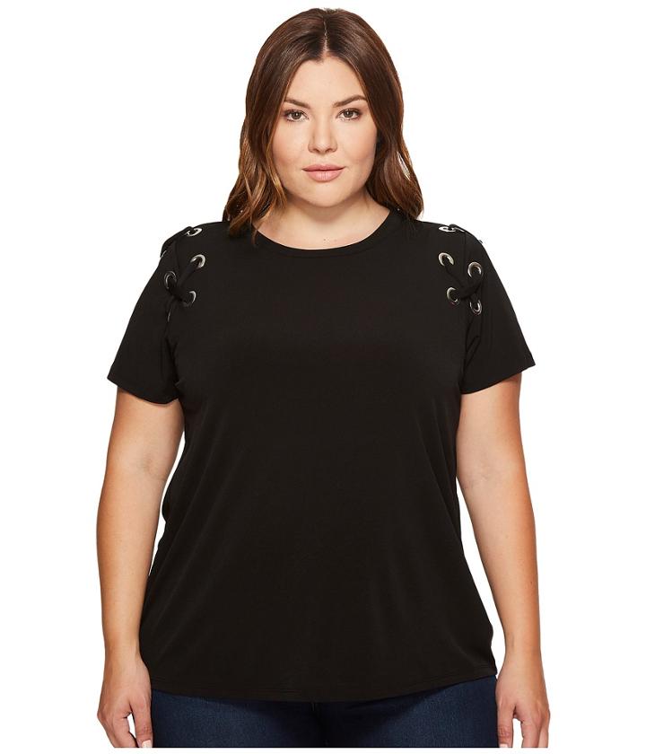 Michael Michael Kors - Plus Size Short Sleeve Armhole Lacing Tee