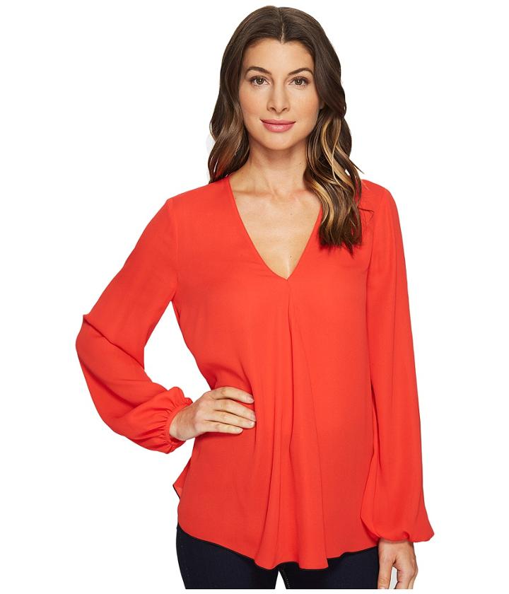 Ellen Tracy - Front Fold V-neck Blouse