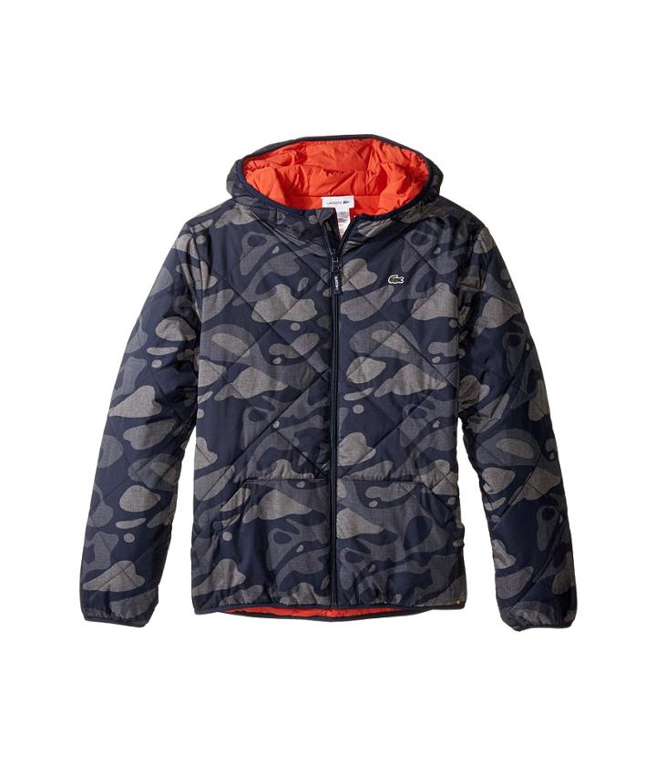 Lacoste Kids - Reversible Puffer Coat With All Over Camo Graphic