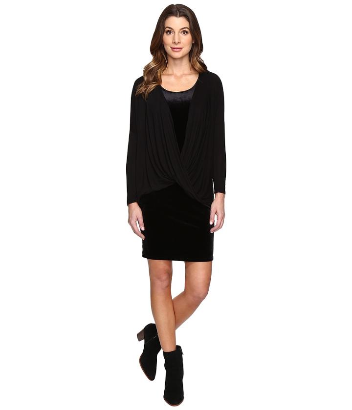 Mod-o-doc - Stretch Velvet Double Layer Twist Front Dress