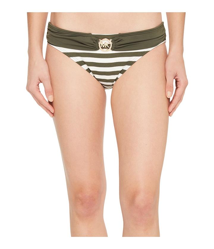 Michael Michael Kors - Stable Stripe Logo Ring Classic Bikini Bottoms