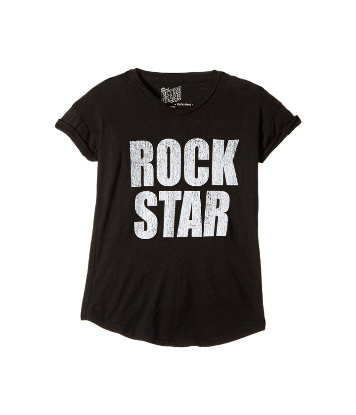 The Original Retro Brand Kids - Rock Star Short Sleeve Cotton Slub Rolled Sleeve Tee