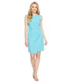 Adrianna Papell - Scissor Hem Side Drape Dress With Bateau Neck