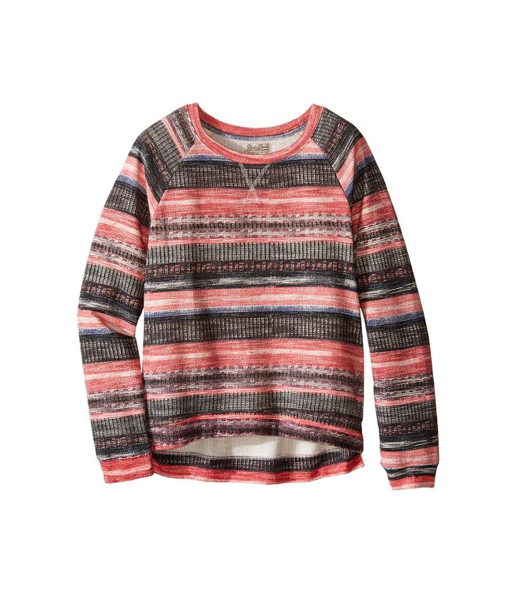 Lucky Brand Kids - Printed Striped Sweatshirt In Burnout Baby Terry