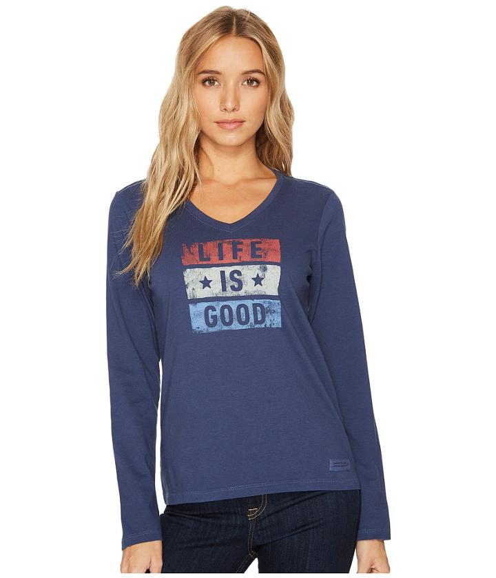 Life Is Good - Red White Good Long Sleeve Crusher Vee
