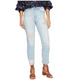 1.state - Five-pocket Straight Leg Jeans With Rips In Corsica Wash