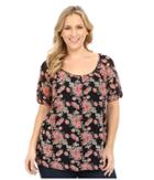 Roper - Plus Size 0275 Printed Mesh Peasant Blouse