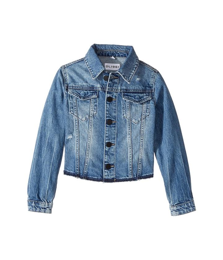Dl1961 Kids - Mid Wash Denim Jacket With Mild Distressing And Angled Hem