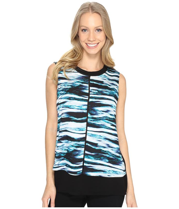 Calvin Klein - Printed Top W/ Ribbed Trim