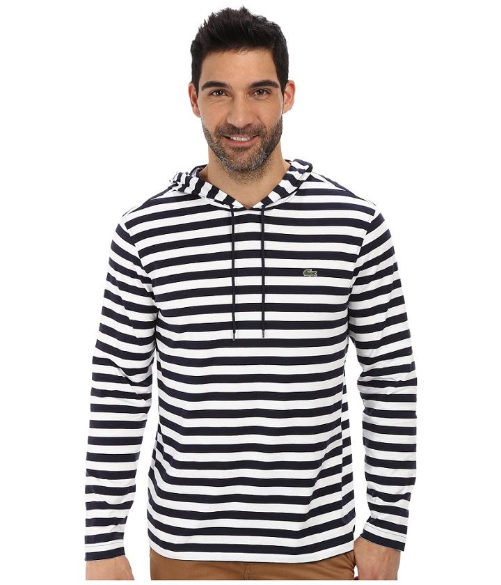Lacoste - Long Sleeve Hooded Stripe Tee Shirt