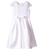 Us Angels - Cap Sleeve Corded Lace Bodice W/ Box Pleat Skirt
