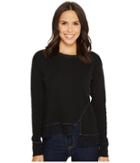 Mod-o-doc - Heather Slub Rib Asymmetrical Seamed Sweatshirt With Lace Trim