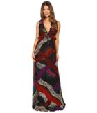 Just Cavalli - Long Cross Naif Print Ruffle Gown