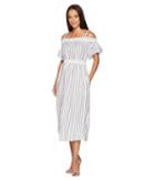 American Rose - Paisley Off The Shoulder Striped Dress
