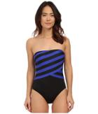 Dkny - Iconic Stripe Layered Bandeau Maillot W/ Removable Soft Cups