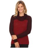 Calvin Klein - Grid-striped Cowl Neck Sweater