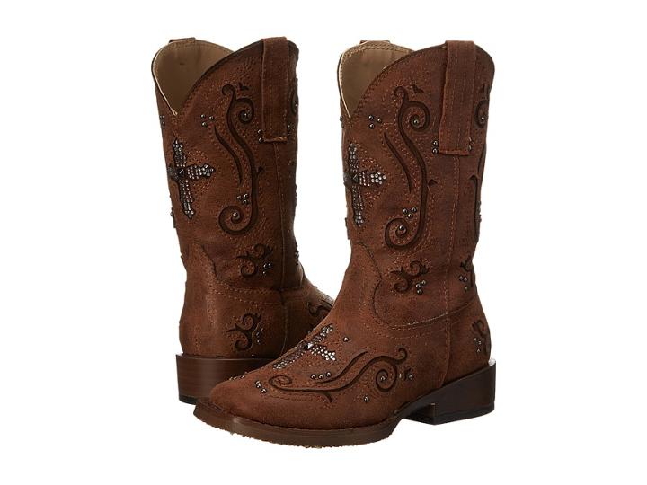 Roper Kids Square Toe Crystal Cutout