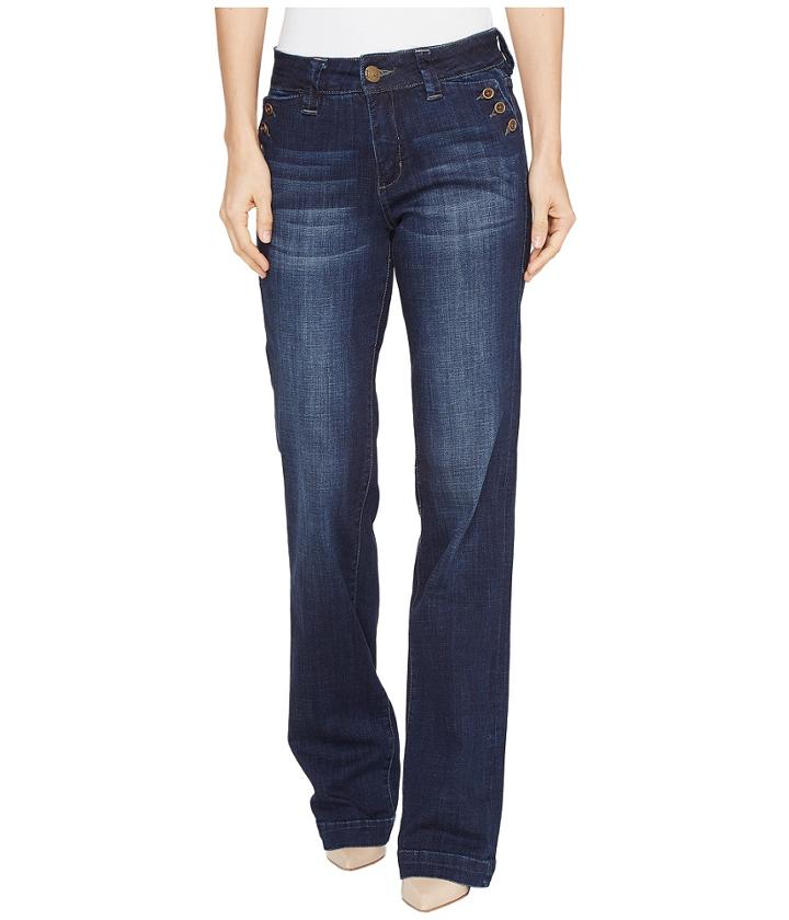 Jag Jeans - Farrah Wide Leg Crosshatch Denim Jeans In Night Breeze