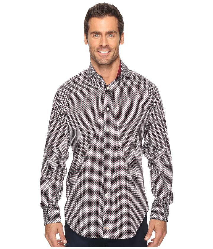 Thomas Dean &amp; Co. - Long Sleeve Micro Print Sport Shirt