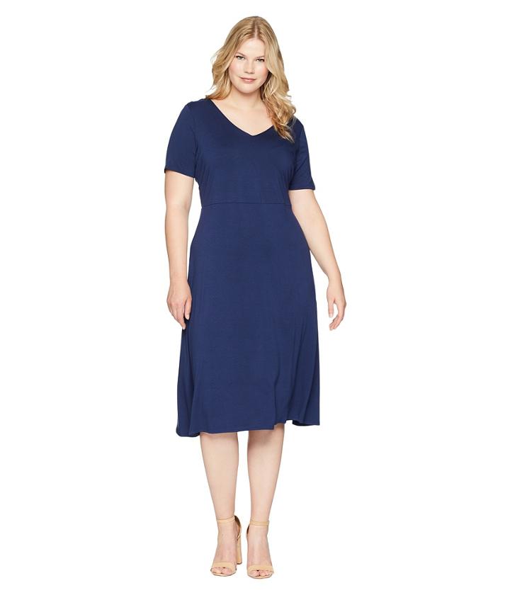 Vince Camuto Specialty Size - Plus Size Elbow Sleeve Cross-back Flare Dress