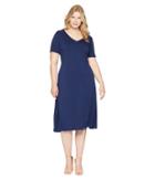 Vince Camuto Specialty Size - Plus Size Elbow Sleeve Cross-back Flare Dress