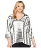 Calvin Klein Plus - Plus Size Stripe V-neck W/ Flare Sleeve