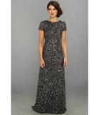Adrianna Papell - Cap Sleeve Scoop Back Beaded Down Dress