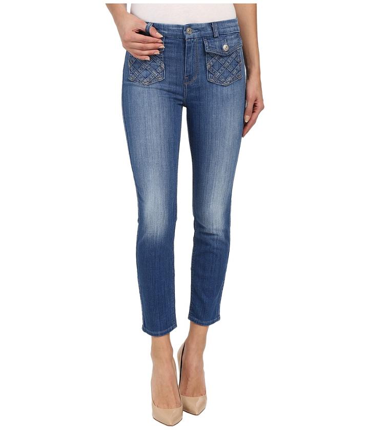 7 For All Mankind - Lattice Pocket Ankle Skinny In Authentic Washed Indigo