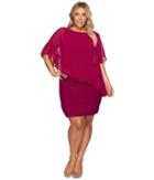 Adrianna Papell - Plus Size Banded Sheath With Ruffle Cape