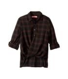 Blank Nyc Kids - Plaid Drape Front Shirt In Hot Cocoa