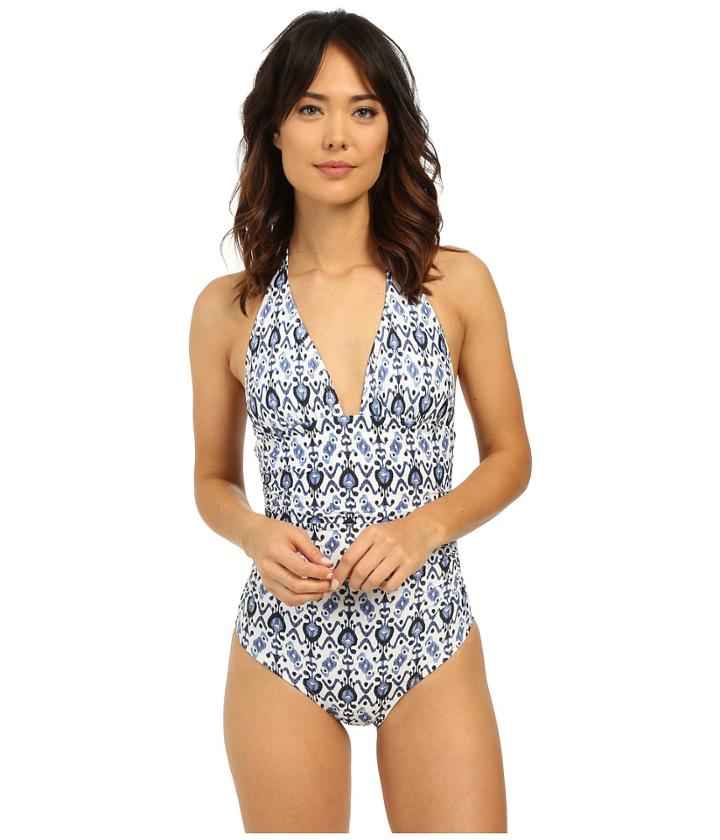 Shoshanna - Caspian Ikat Ruched Halter One-piece