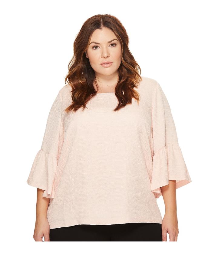 Calvin Klein Plus - Plus Size Textured Square Neck Flutter Sleeve Blouse