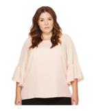 Calvin Klein Plus - Plus Size Textured Square Neck Flutter Sleeve Blouse
