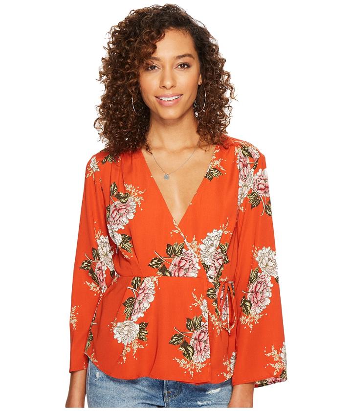 Astr The Label - Wrap Front Long Sleeve Top