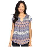 Lucky Brand - Printed Smocked Short Sleeve Top