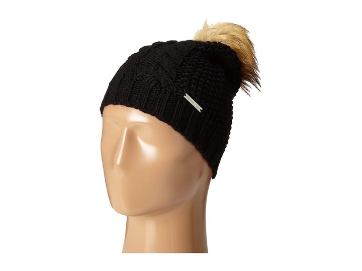 Michael Michael Kors - Cable Patchwork Beanie With Faux Fur Pom