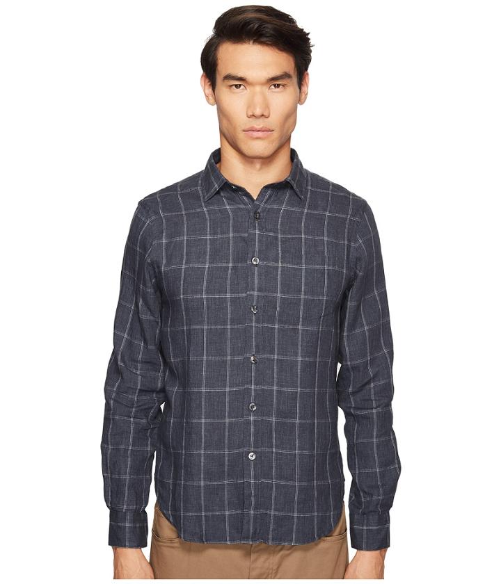 Todd Snyder - Windowpane Spread Collar Linen Shirt