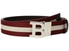 Bally - B Buckle Bally Stripe Canvas And Leather Belt